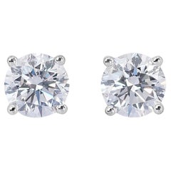 Classic 1.02ct Triple Excellent Ideal Cut Stud Earrings in 18k White Gold - IGI