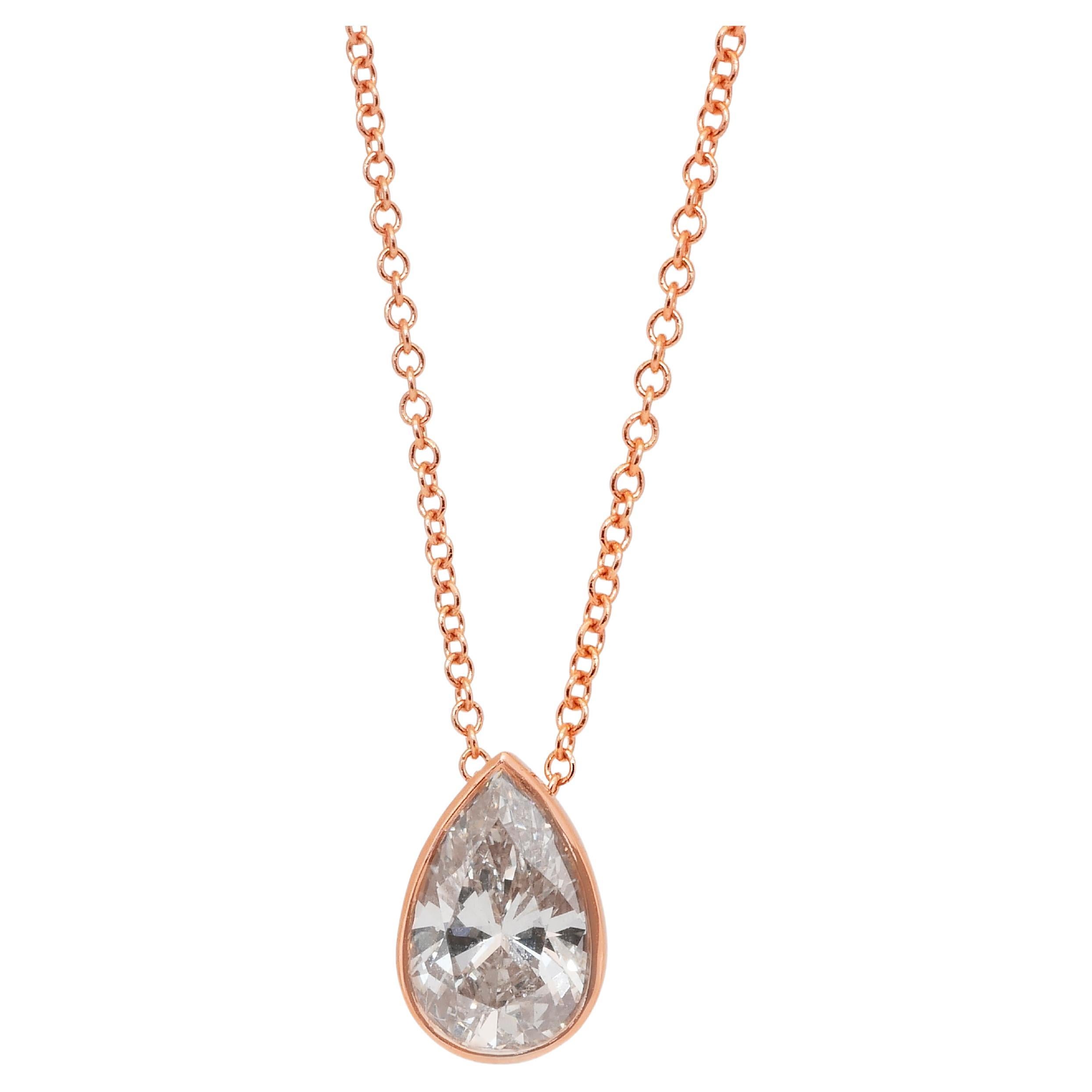 Classic 1.03ct Diamond Necklace with Pendant in Rose Gold - IGI Certified