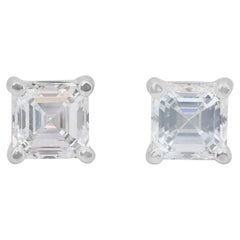 Boucles d'oreilles classiques en or blanc 18 carats avec 1,03 ct de diamants - certifiées GIA