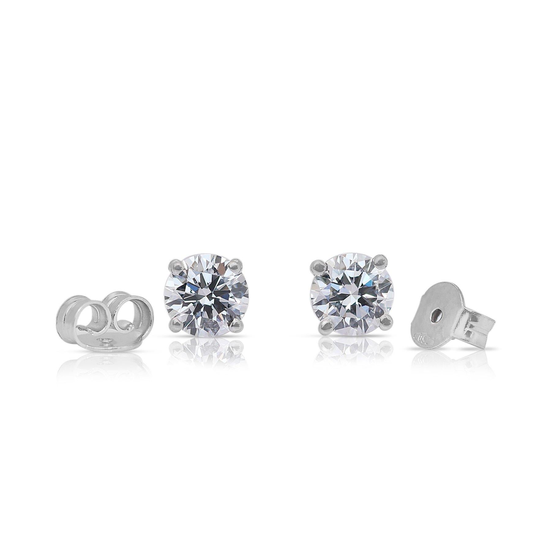 Classic 1.03ct Triple Excellent Ideal Cut Diamonds Stud Earrings 5