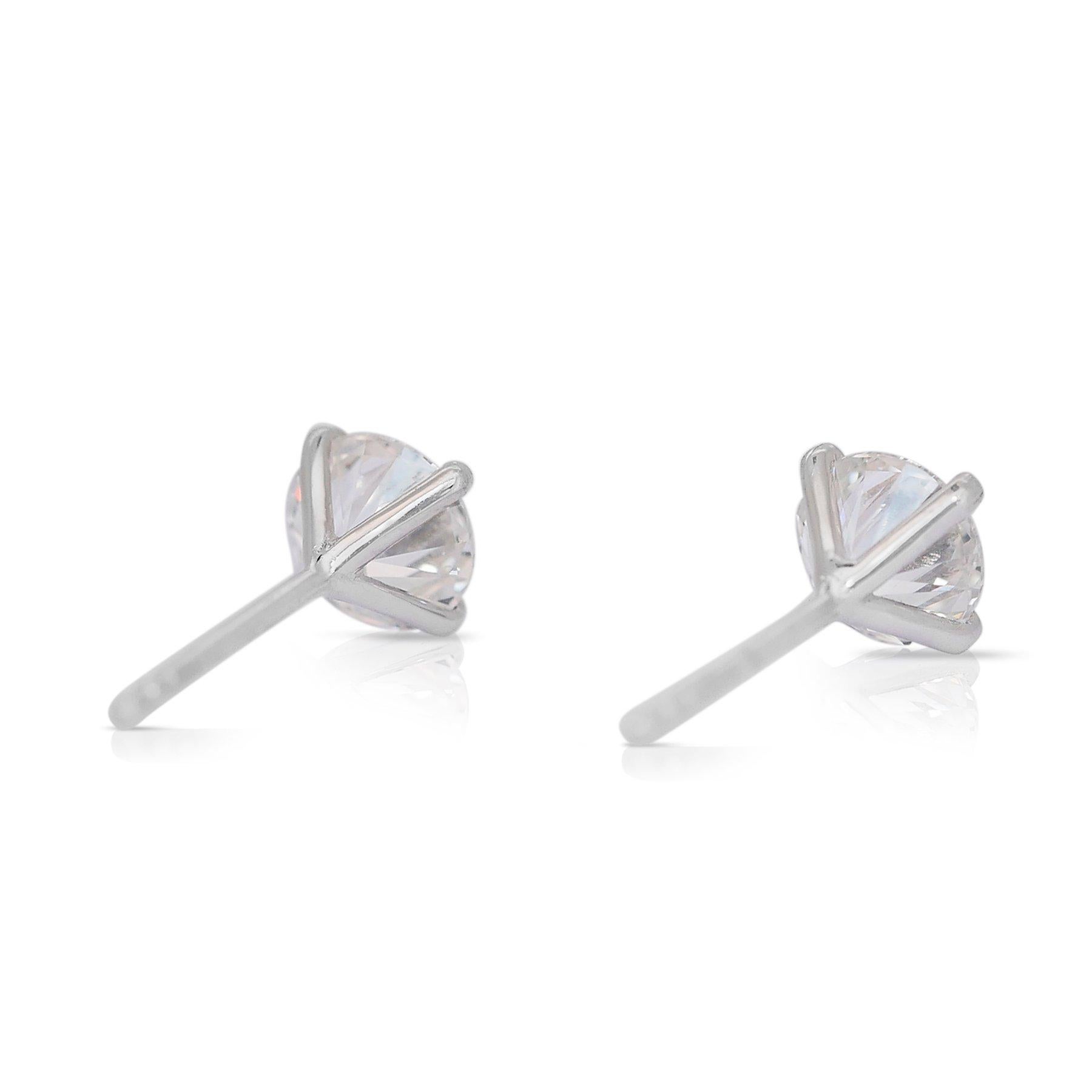 Classic 1.03ct Triple Excellent Ideal Cut Diamonds Stud Earrings 3