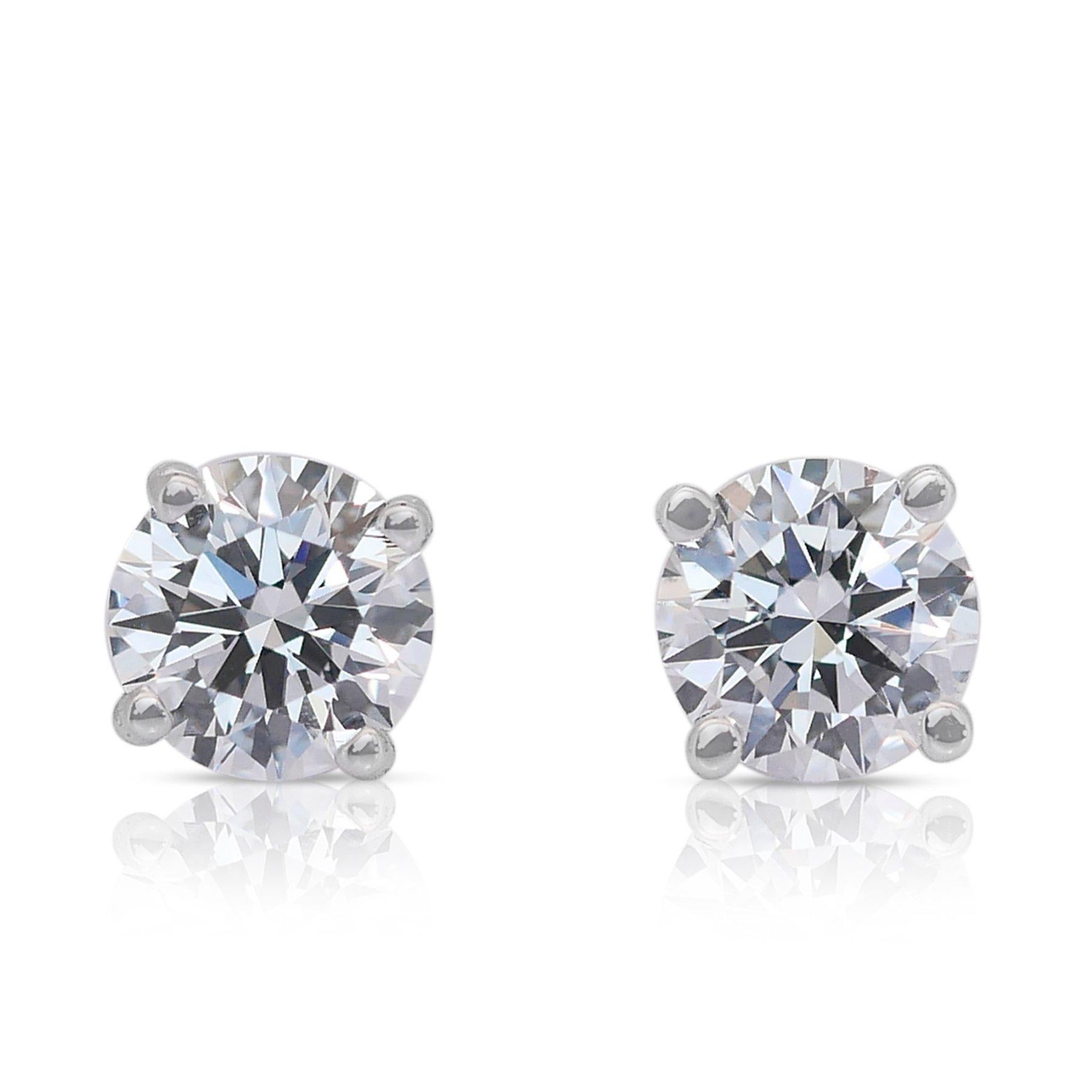 Classic 1.03ct Triple Excellent Ideal Cut Diamonds Stud Earrings 4