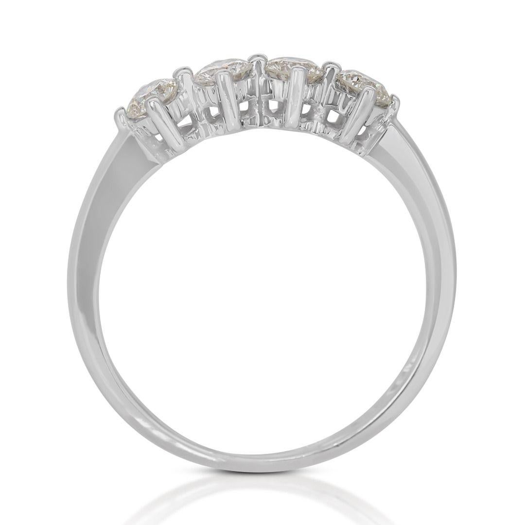Classic 10K White Gold Diamond Cluster Ring For Sale 2