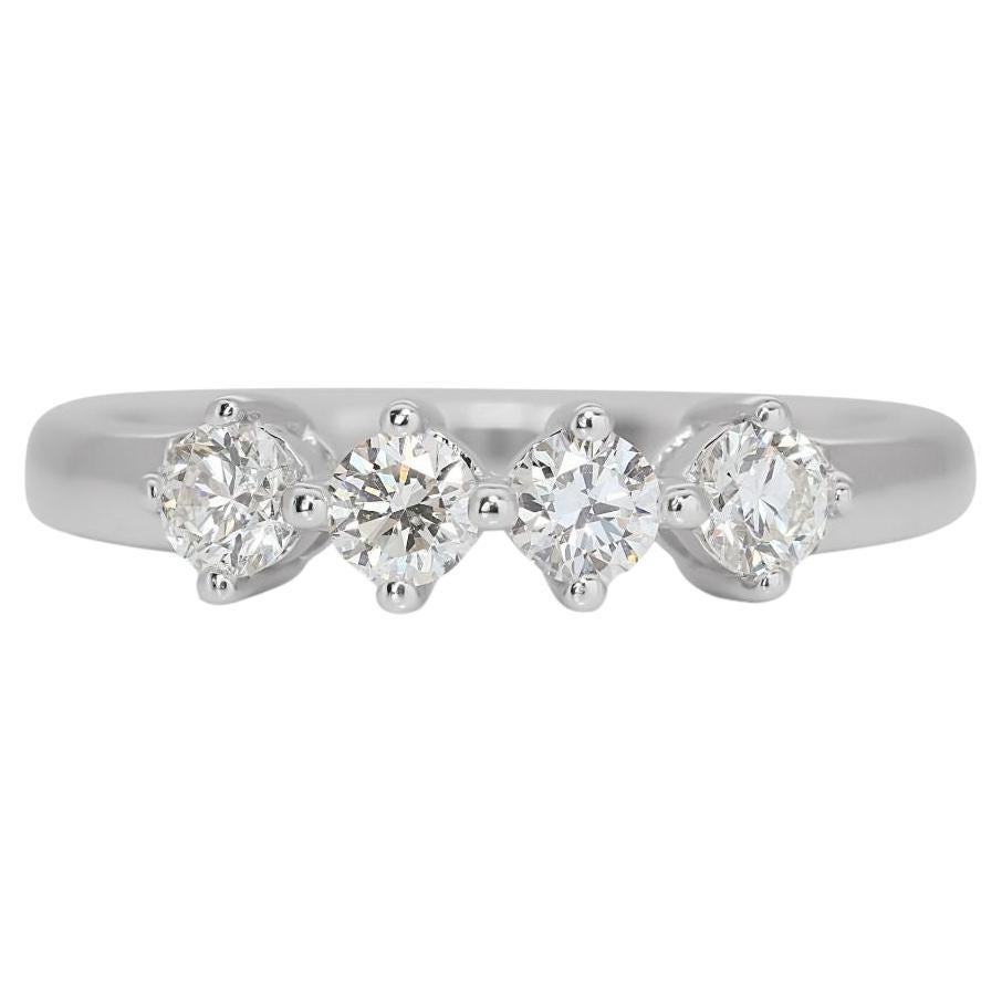 Classic 10K White Gold Diamond Cluster Ring For Sale