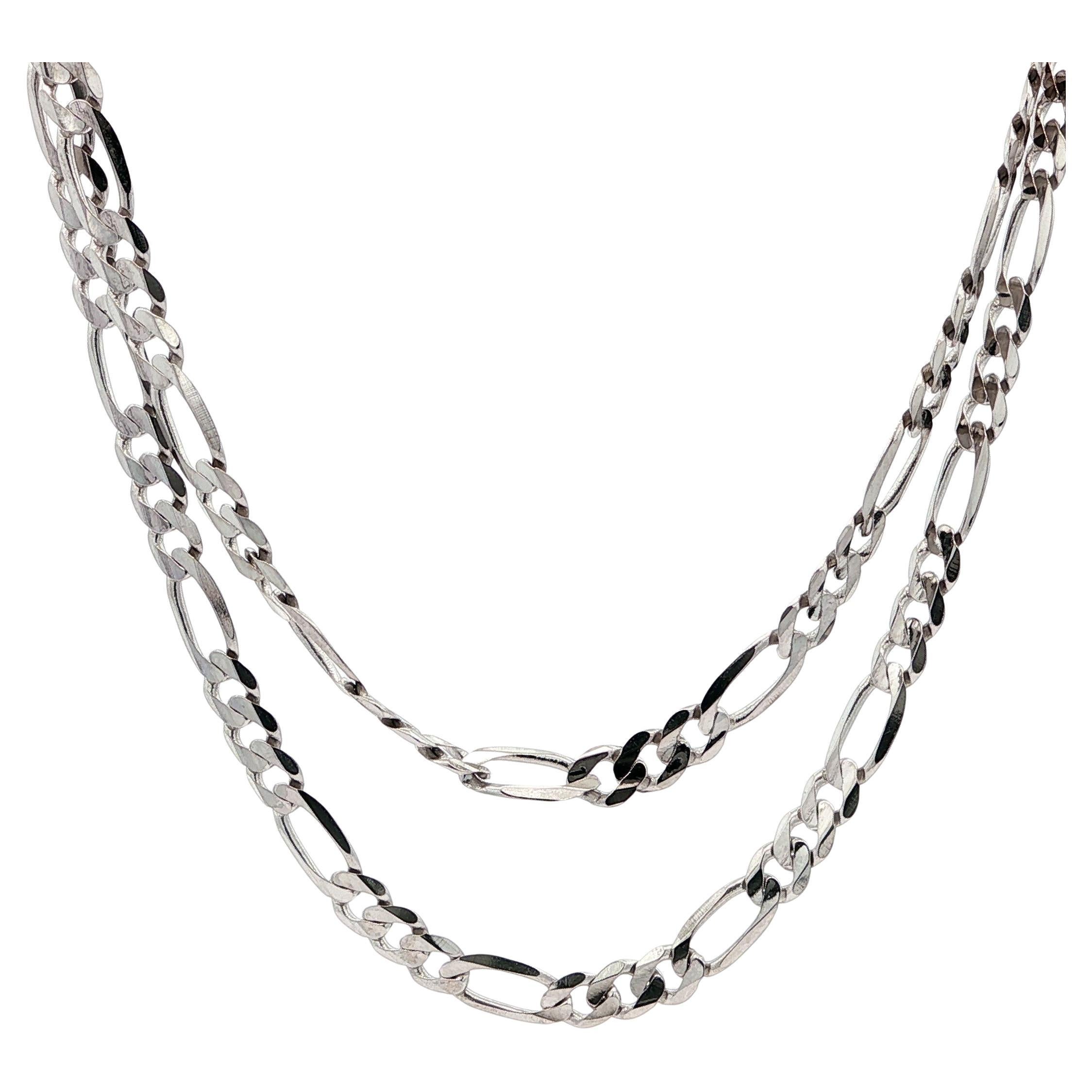 Collar Clásico de Cadena de Eslabones Fígaro de 4,2 mm y 20" de Oro Blanco Pulido de 10k en venta