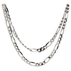 Collar Clásico de Cadena de Eslabones Fígaro de 4,2 mm y 20" de Oro Blanco Pulido de 10k