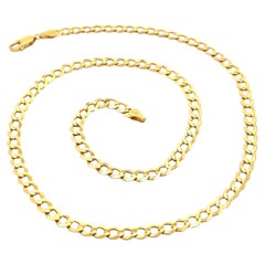 Classic 10k Yellow Gold 18" Curb Cuban Link Chain Necklace w/ Lobster Clasp