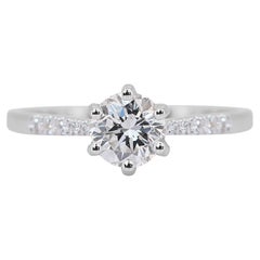 Classic 1.10ct Diamonds Pave Ring in 18k White Gold - IGI Certified