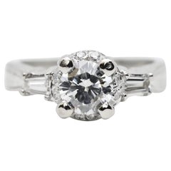 Classic 1.13ctw Diamond Engagement Ring in Platinum Halo Mounting