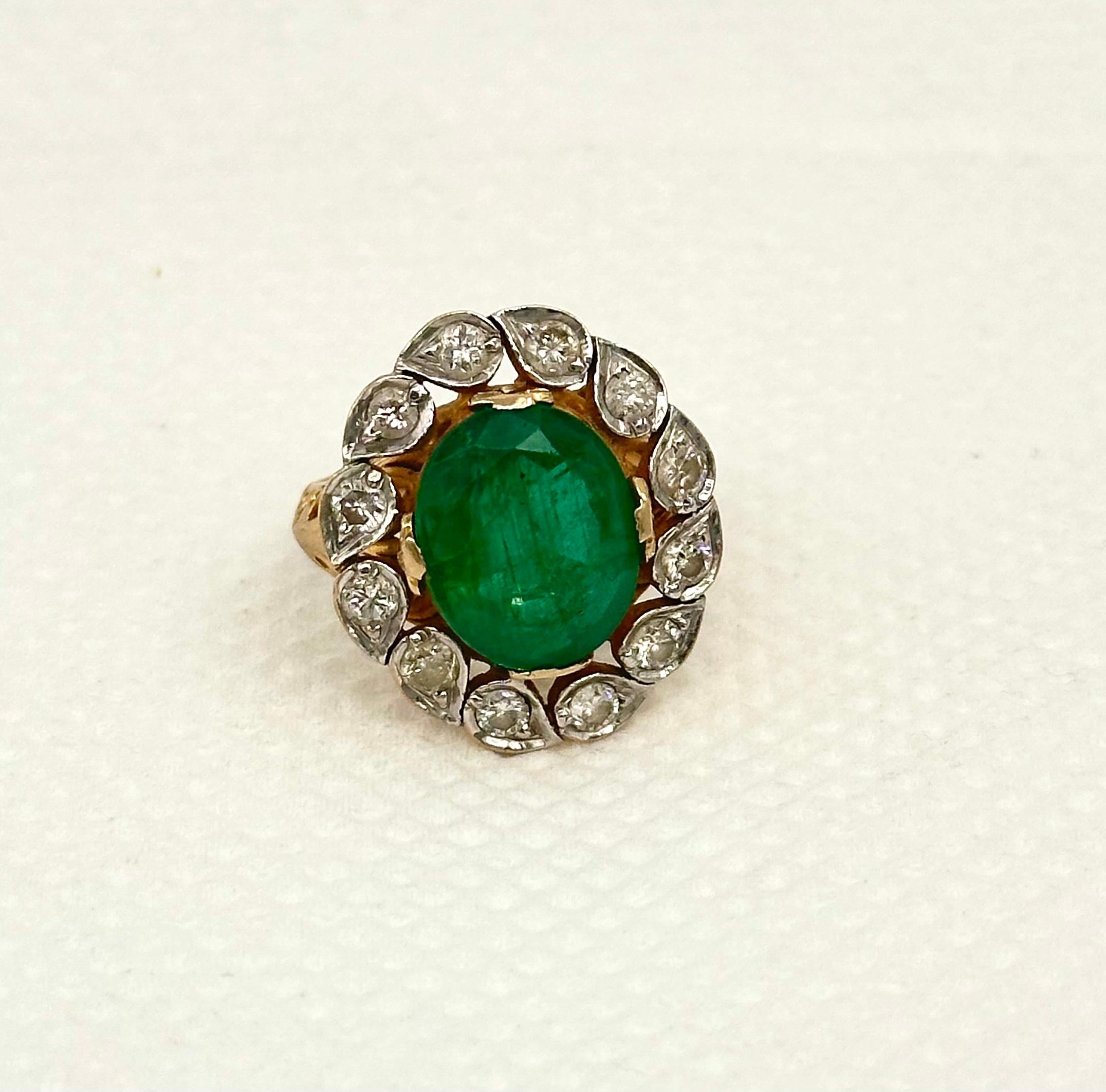 Art déco Classic 1.20ctw diamond columbia emerald 18k gold filigree ring en vente