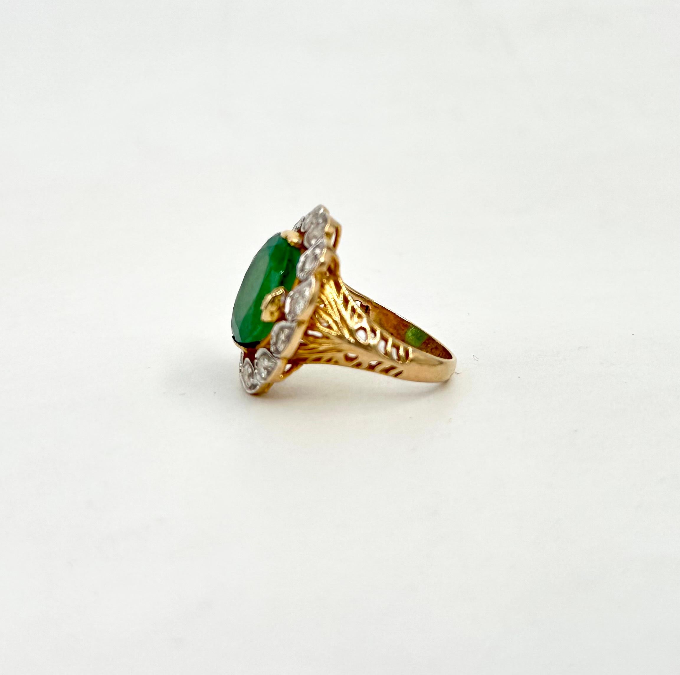 Classic 1.20ctw diamond columbia emerald 18k gold filigree ring Unisexe en vente