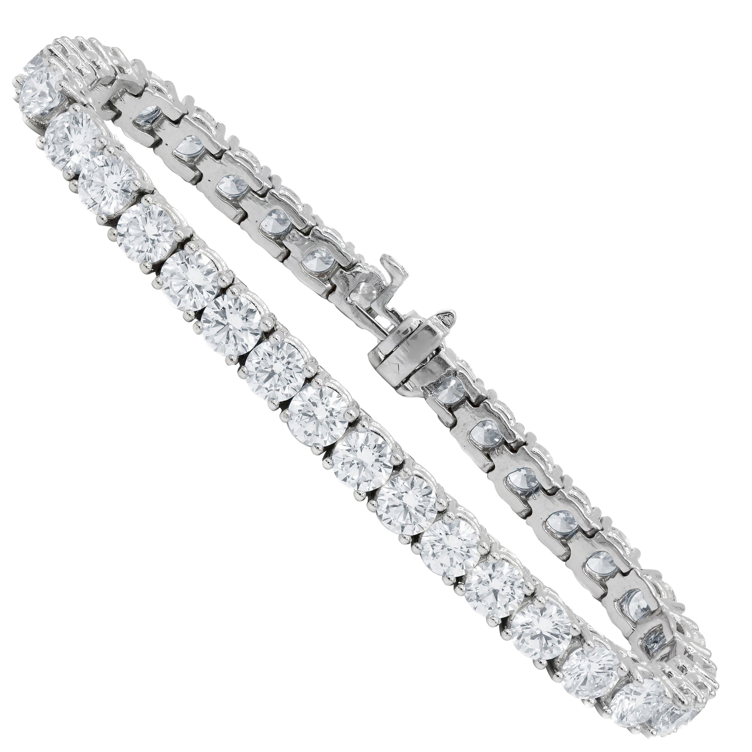 Classic 12.25 Carat Diamond Tennis Bracelet in White Gold