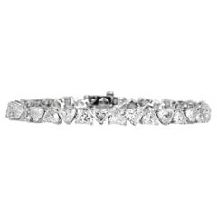 Classic 12.54cttw Heart Shape Diamond 18K White Gold Tennis Bracelet