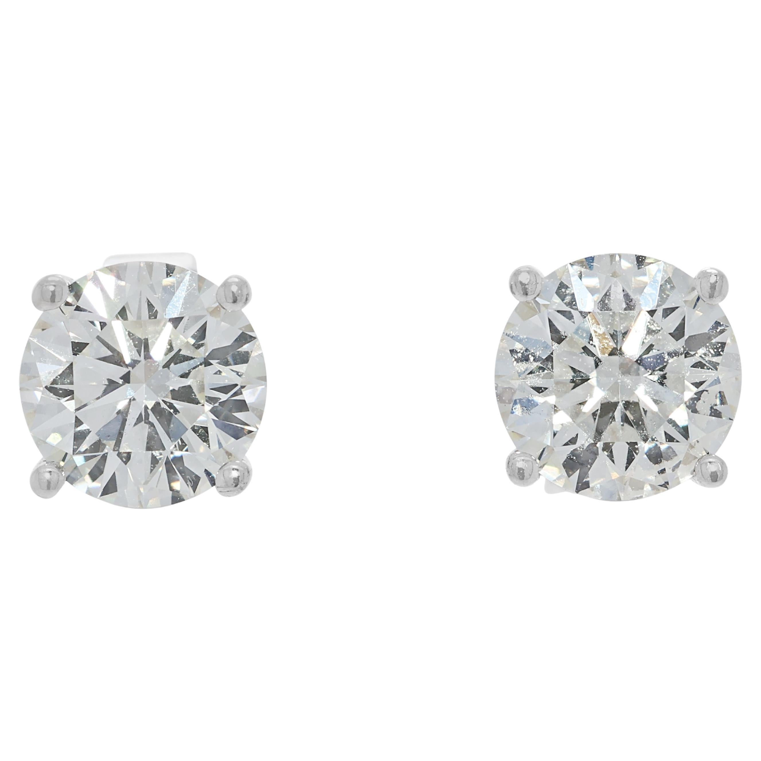 Orecchini classici con diamanti naturali da 1,34 ct in oro bianco 18 carati