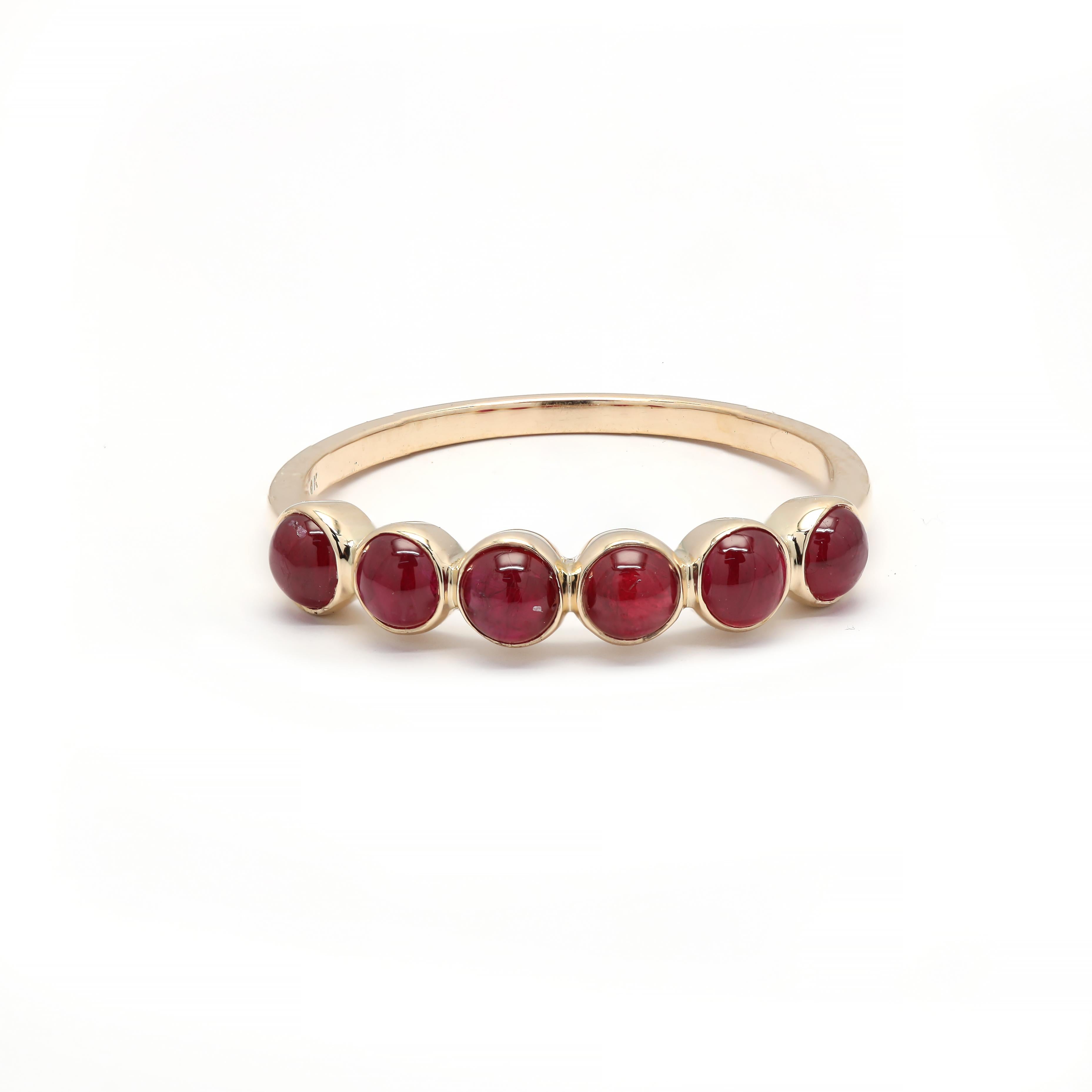 For Sale:  Round Ruby Half Eternity Band, Stacking Ring in 14K Yellow Gold 3
