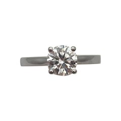 Classic 1.38 Carat Round Brilliant Diamond Platinum Solitaire Engagement Ring