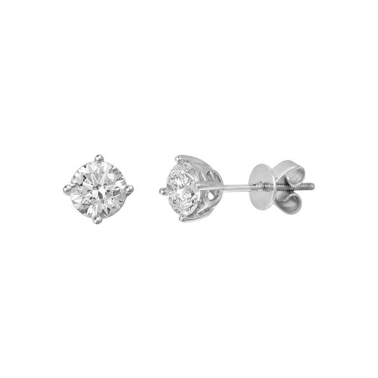 Boucles d'oreilles classiques en or blanc de 1,4 carat VVS 1 fabuleux diamant