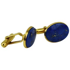 Classic 14 Karat Gold Blue Lapis Stone Men's Cufflinks B.A.B. Barton A. Ballou