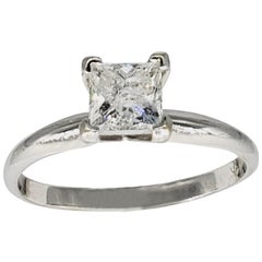 Classic 14 Karat White Gold 0.75 Carat Princess Cut Diamond Solitaire Ring