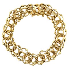 Classic 14 Karat Yellow Gold Link Charm Bracelet