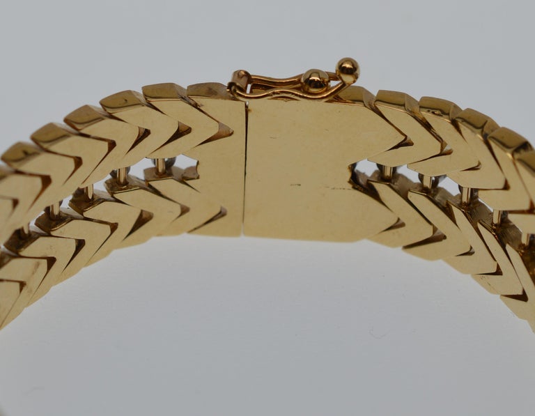 Satin 14K Yellow Gold White Diamond, Blue Sapphire Herringbone Link