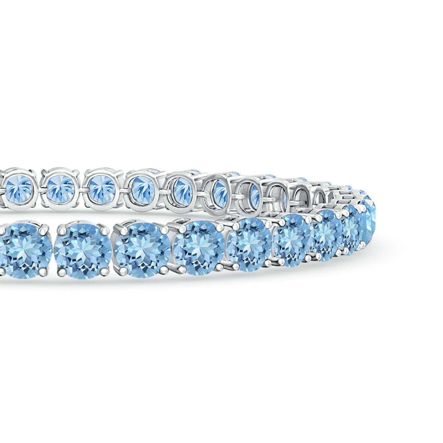 Modern Classic 14.00ct Aquamarine Linear Tennis Bracelet in in 14K White Gold For Sale
