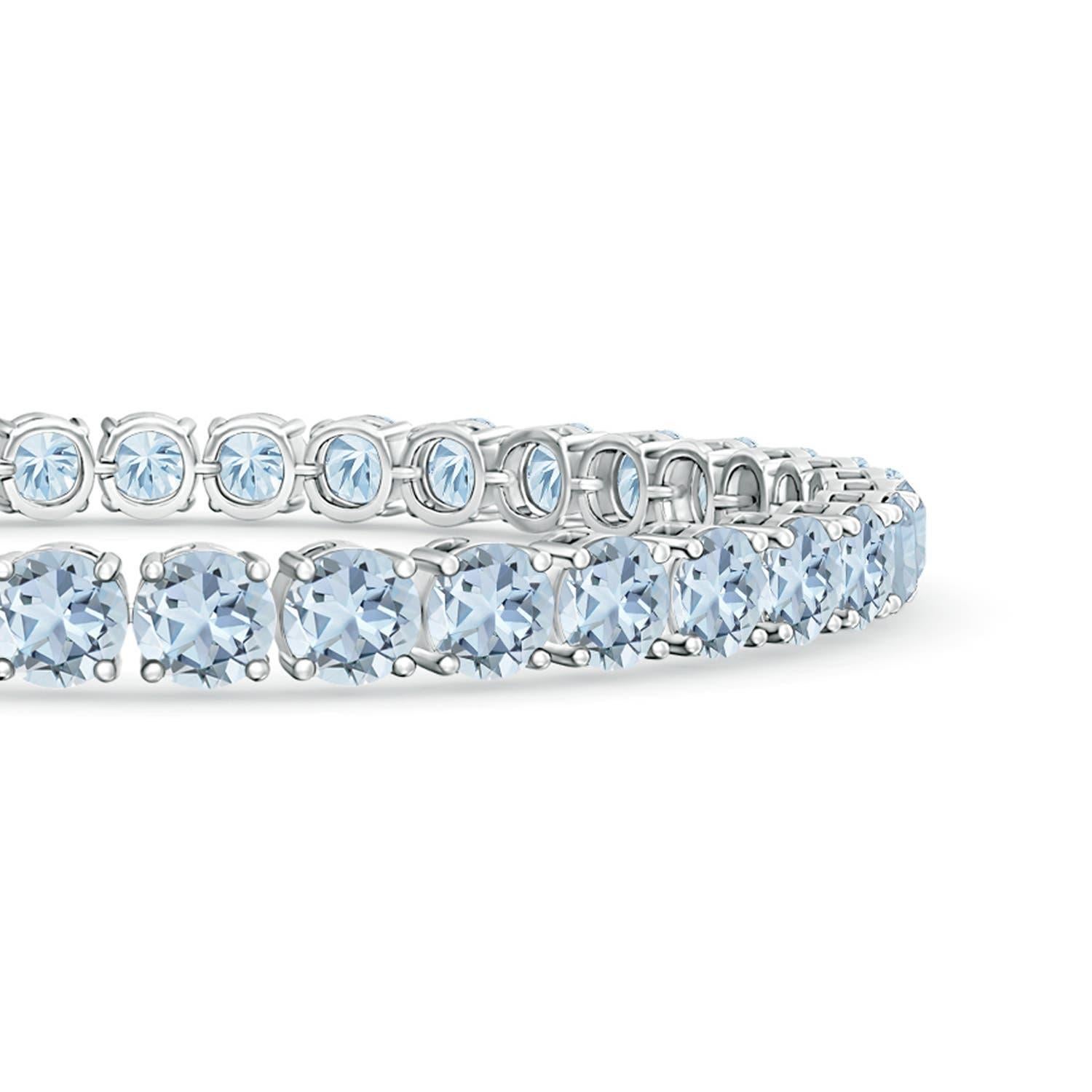 Modern Classic 14.00ct Aquamarine Linear Tennis Bracelet in in 14K White Gold For Sale