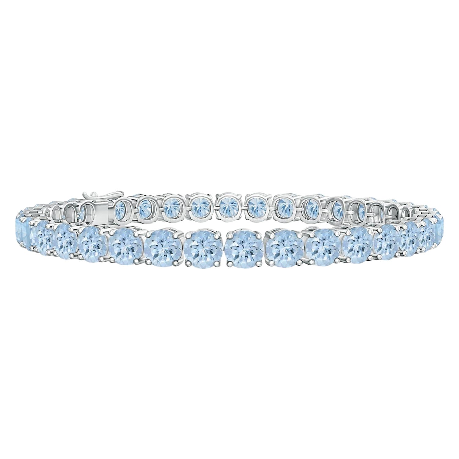 Bracciale Tennis Lineare Classico con Acquamarina da 14,00ct in oro bianco 14K