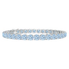 Bracciale Tennis Lineare Classico con Acquamarina da 14,00ct in oro bianco 14K