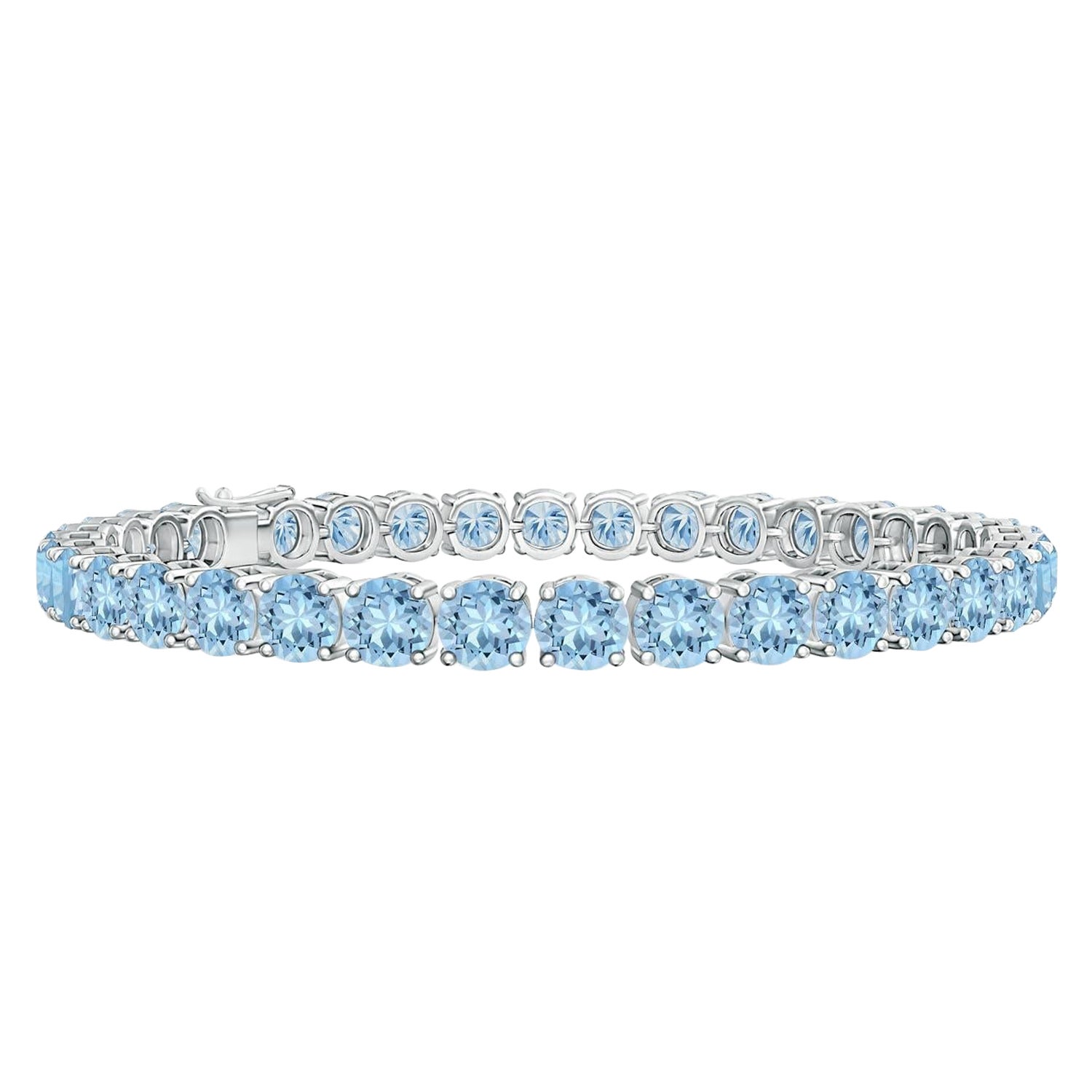 Bracciale Tennis Lineare Classico con Acquamarina da 14,00ct in oro bianco 14K