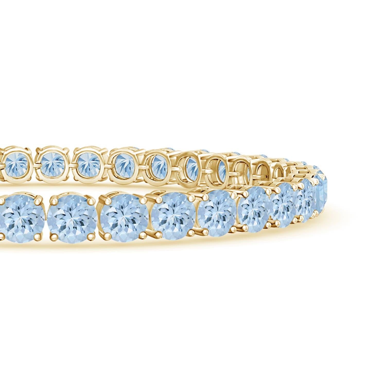Modern Classic 14.00ct Aquamarine Linear Tennis Bracelet in in 14K Yellow Gold For Sale