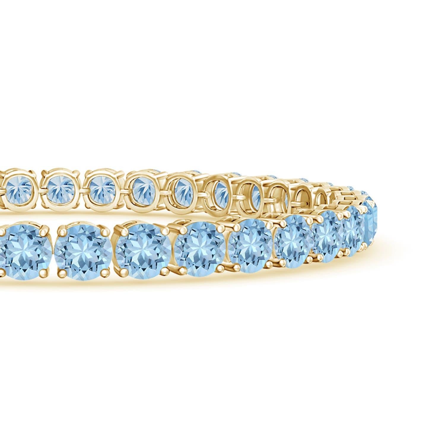 Modern Classic 14.00ct Aquamarine Linear Tennis Bracelet in in 14K Yellow Gold For Sale