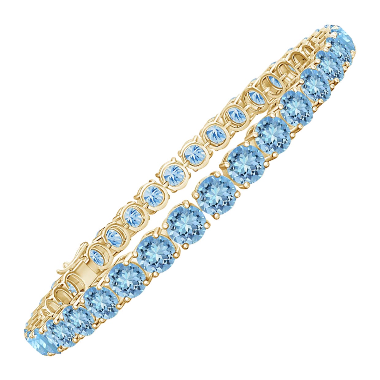 Clásica Pulsera de Tenis Lineal de Aguamarina de 14.00 ct en Oro Amarillo de 14K en venta