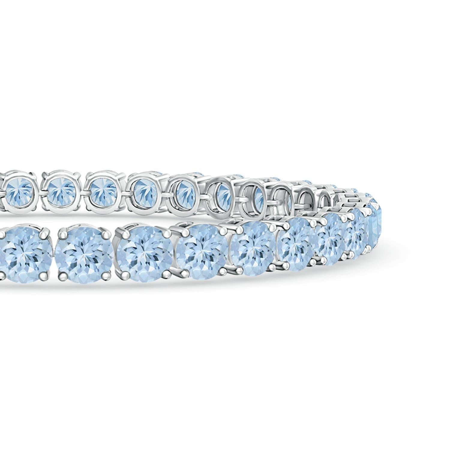 Modern Classic 14.00ct Aquamarine Linear Tennis Bracelet in Silver For Sale