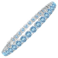 Bracciale Tennis Lineare Classico con Acquamarina 14.00ct in Argento