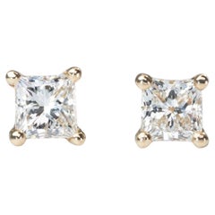 Classic 1.41ct Diamonds Stud Earrings in 18k Yellow Gold - GIA Certified