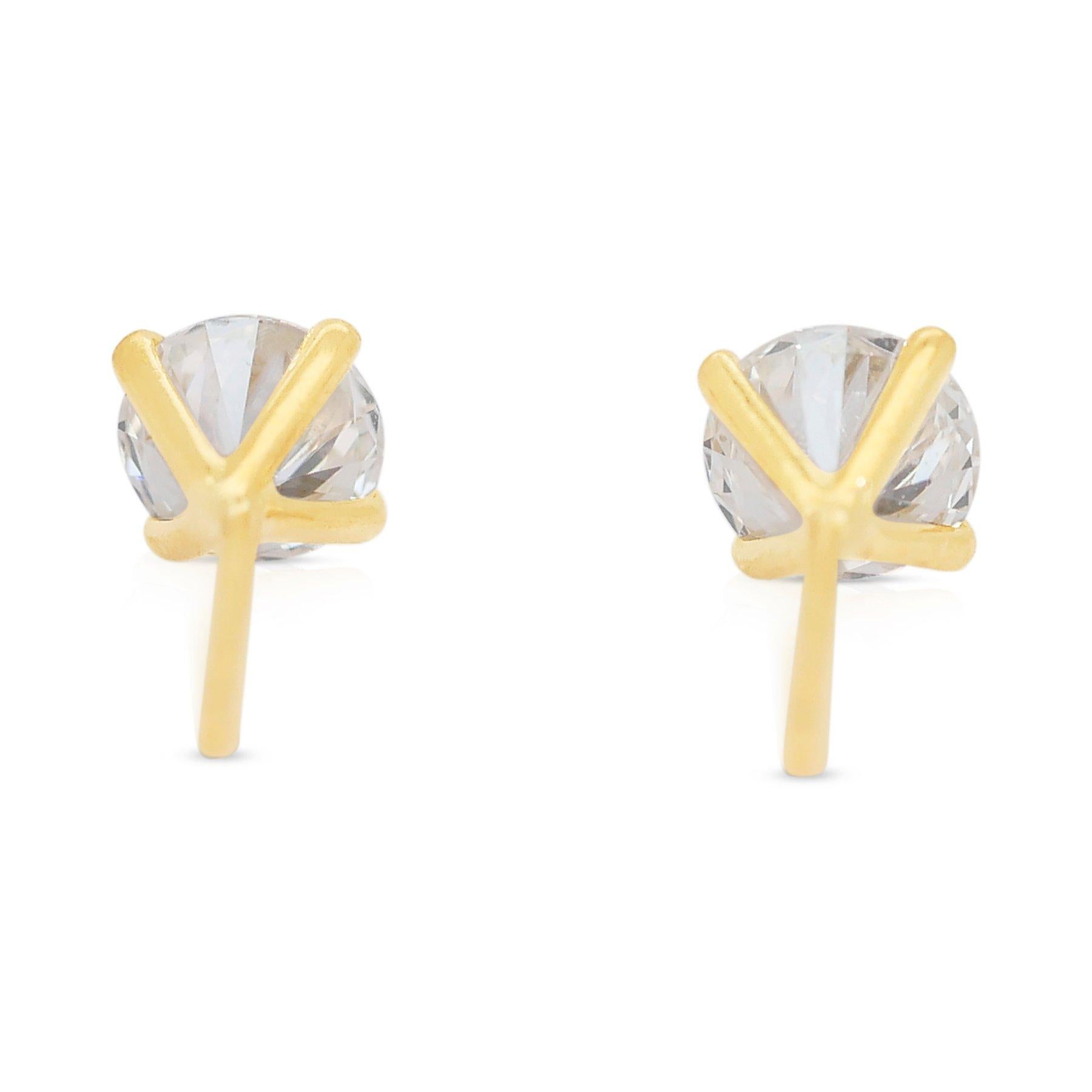 Women's Classic 1.43ct Triple Excellent Ideal Cut Diamonds Stud Earrings For Sale