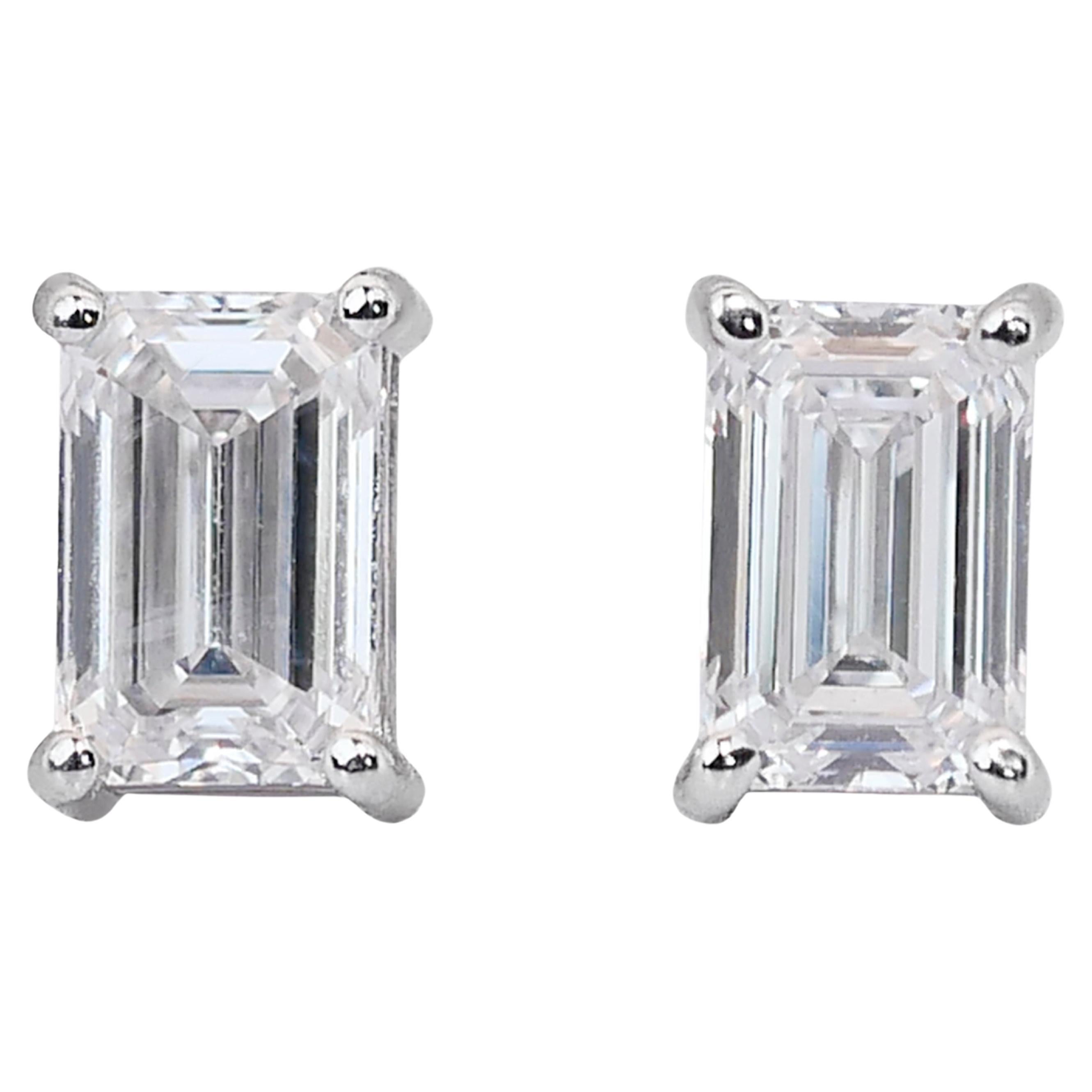 Classic 1.48ct Diamonds Stud Earrings in 18k White Gold - GIA Certified