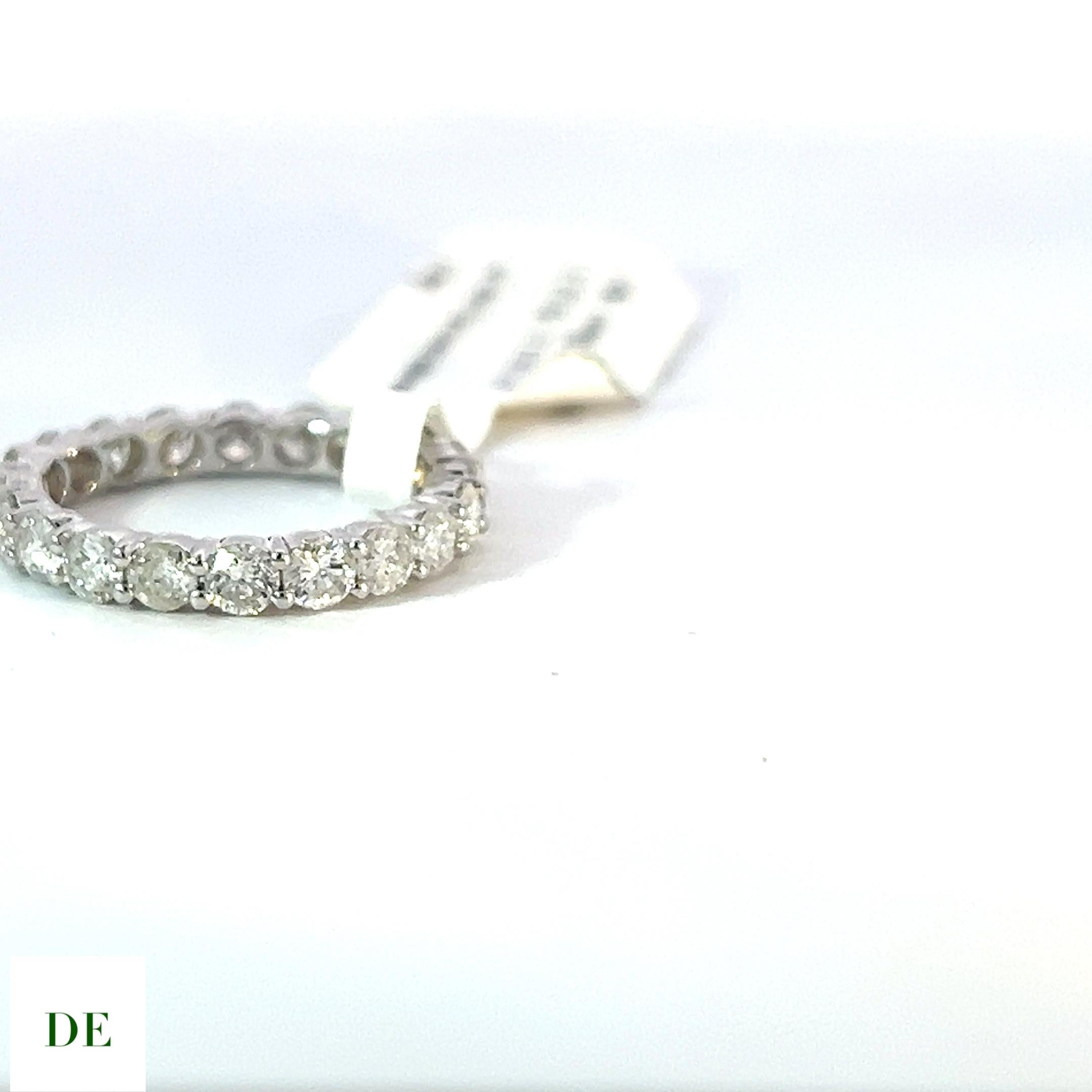 Women's or Men's Classic 14k Gold 2.126 Carat Elegant Eternity Band Diamond Ring For Sale