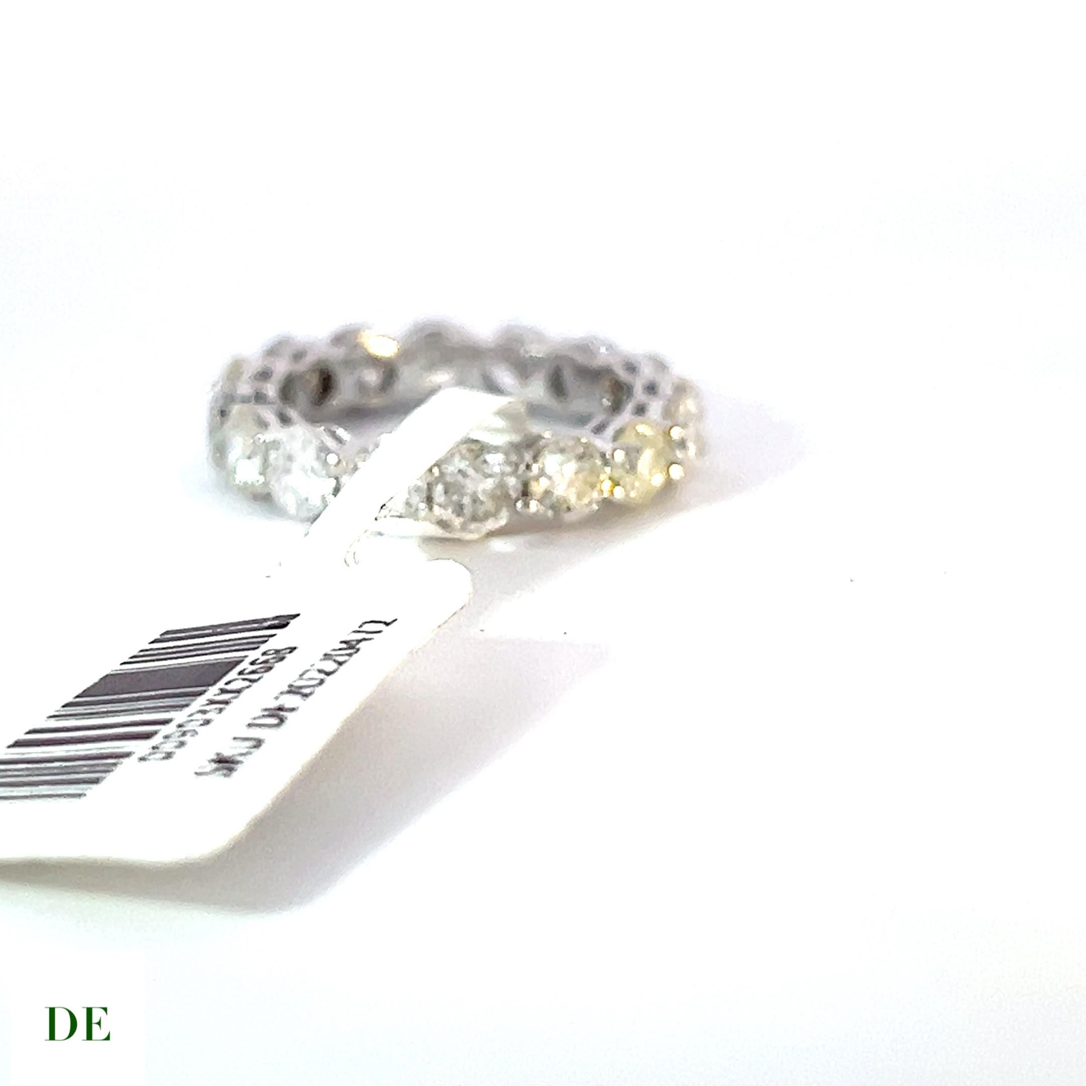 Brilliant Cut Classic 14k Gold 3.66 Carat Elegant Eternity Band Diamond Ring For Sale