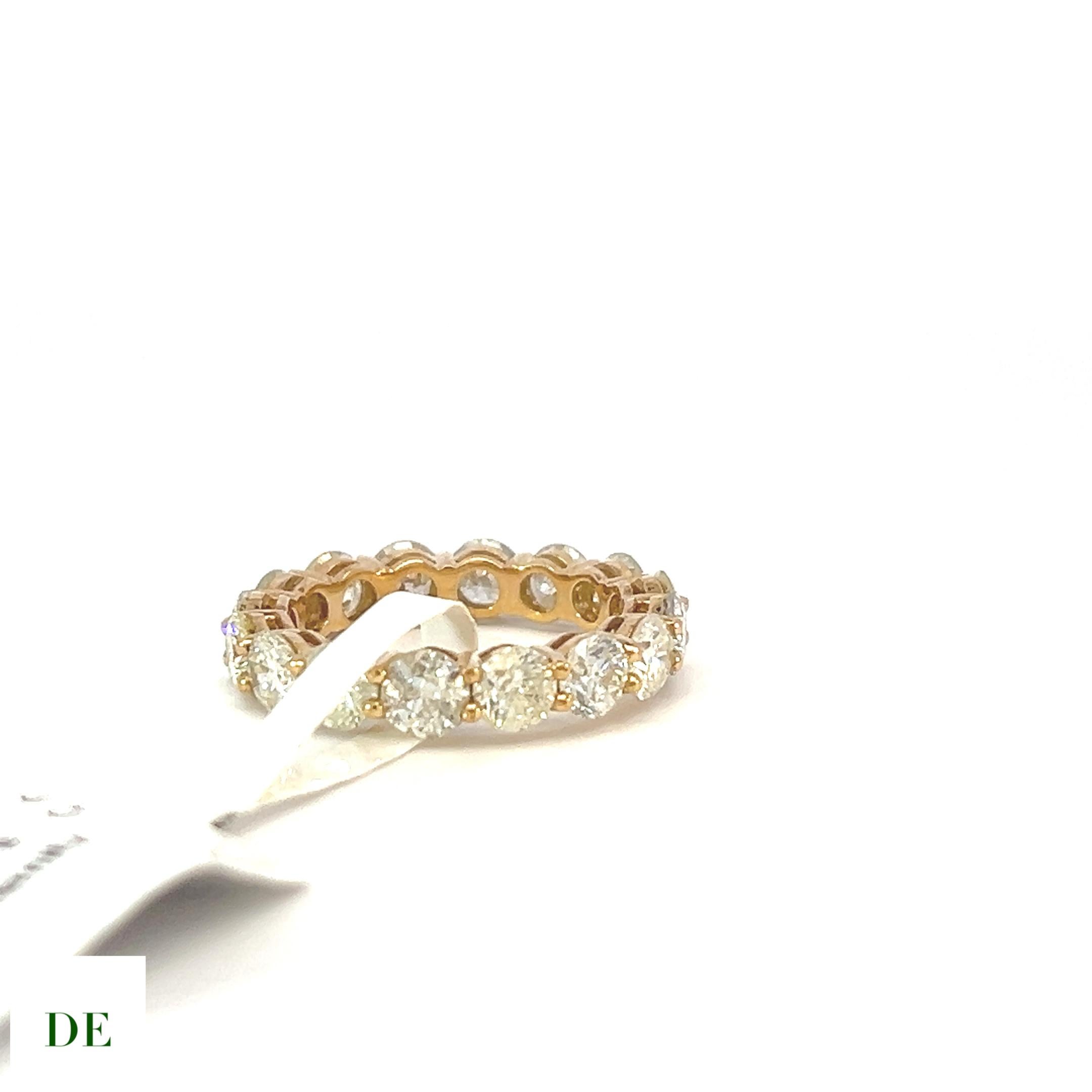 Brilliant Cut Classic 14k Gold 3.78 Carat Elegant Eternity Band Diamond Ring For Sale