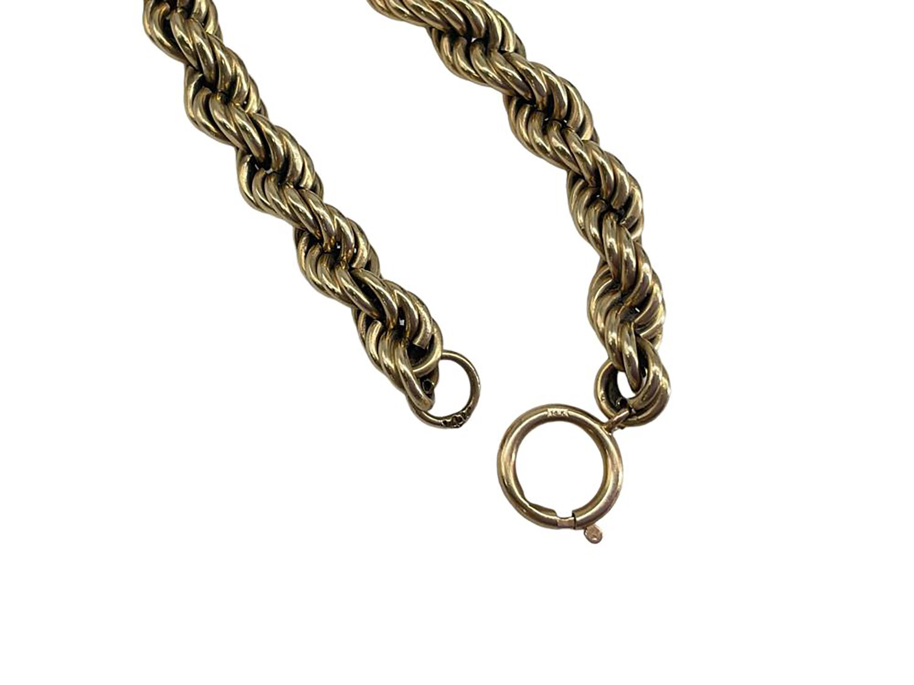 Classic 14K Gold Rope Chain Bracelet Perfect for Stacking and Unisex Wear In Good Condition In New York, NY
