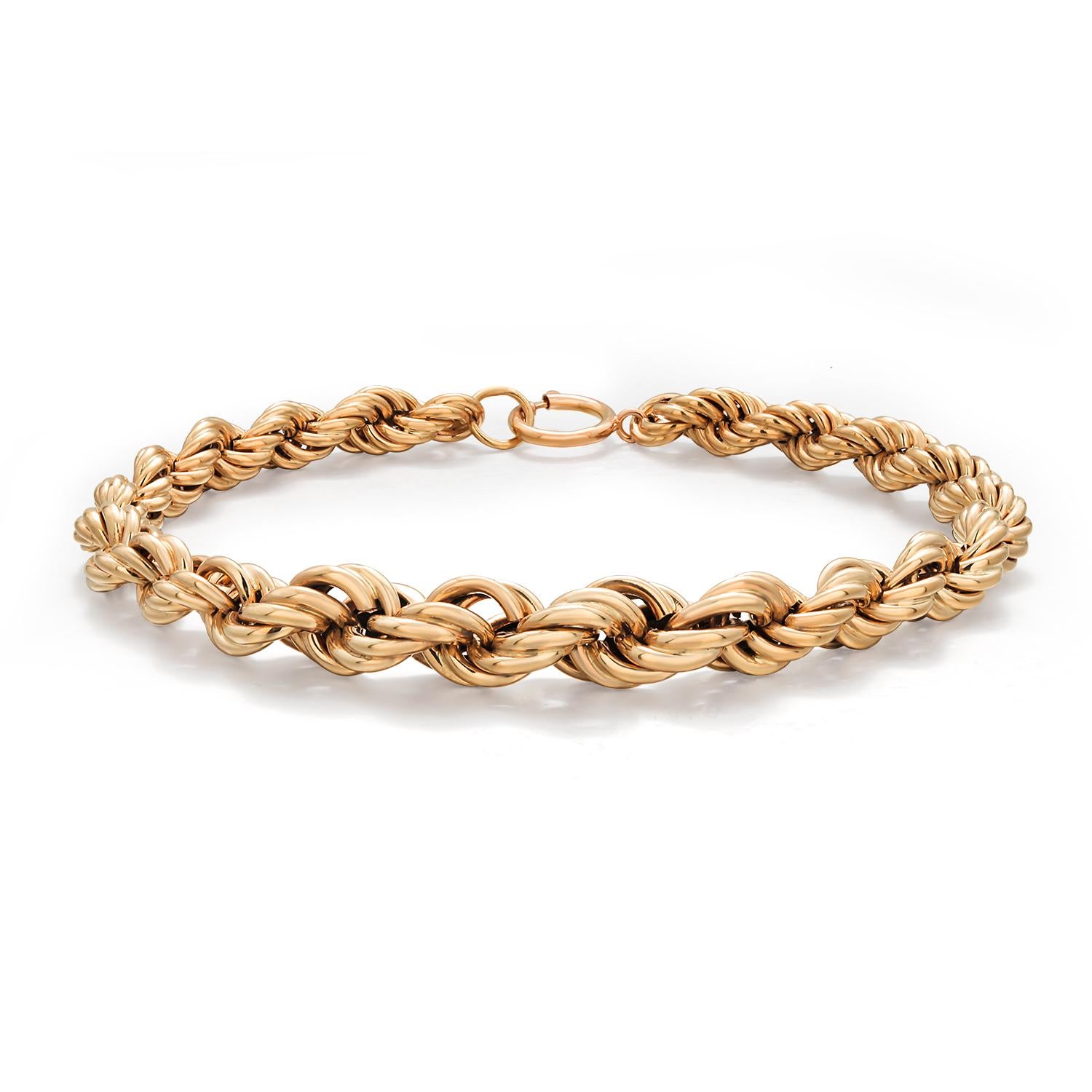 Classic 14K Gold Rope Chain Bracelet Perfect for Stacking and Unisex Wear 3