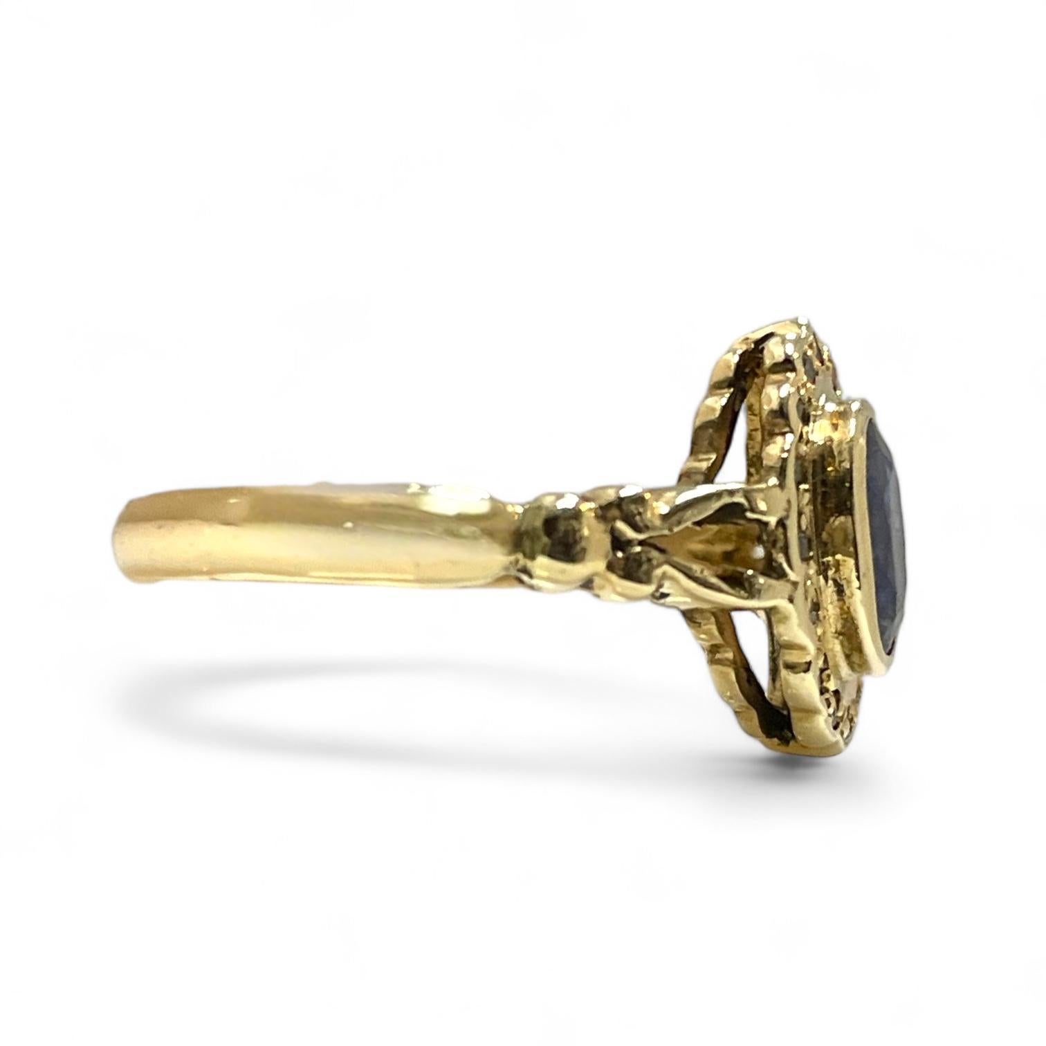 Oval Cut Classic 14K Gold Sapphire Halo Ring with Diamond Accents For Sale