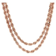 Collar clásico de eslabones de cadena de cuerda larga de oro rosa de 14k de 26" con cierre de langosta