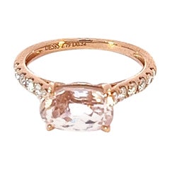 Classic 14k Rose Gold 2.79 Carat Kunzite Diamond Stylish Band Diamond Ring