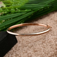 Klassische 14k Rose Gold Armreif Armband Minimalistisch Alltag Feiner Schmuck Geschenk