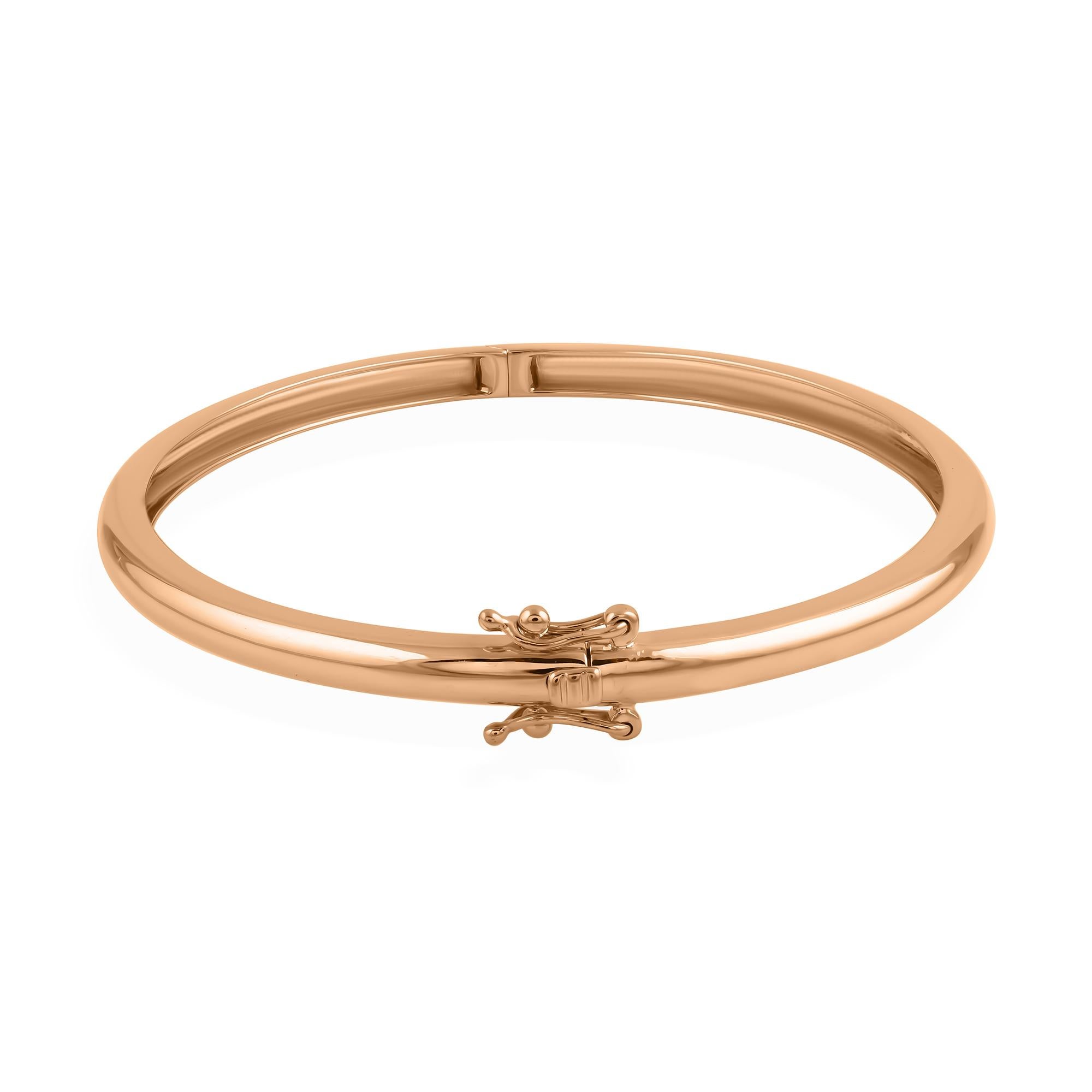 De las mujeres Pulsera brazalete clásica de oro rosa de 14k Regalo minimalista de joyería fina para todos los días en venta