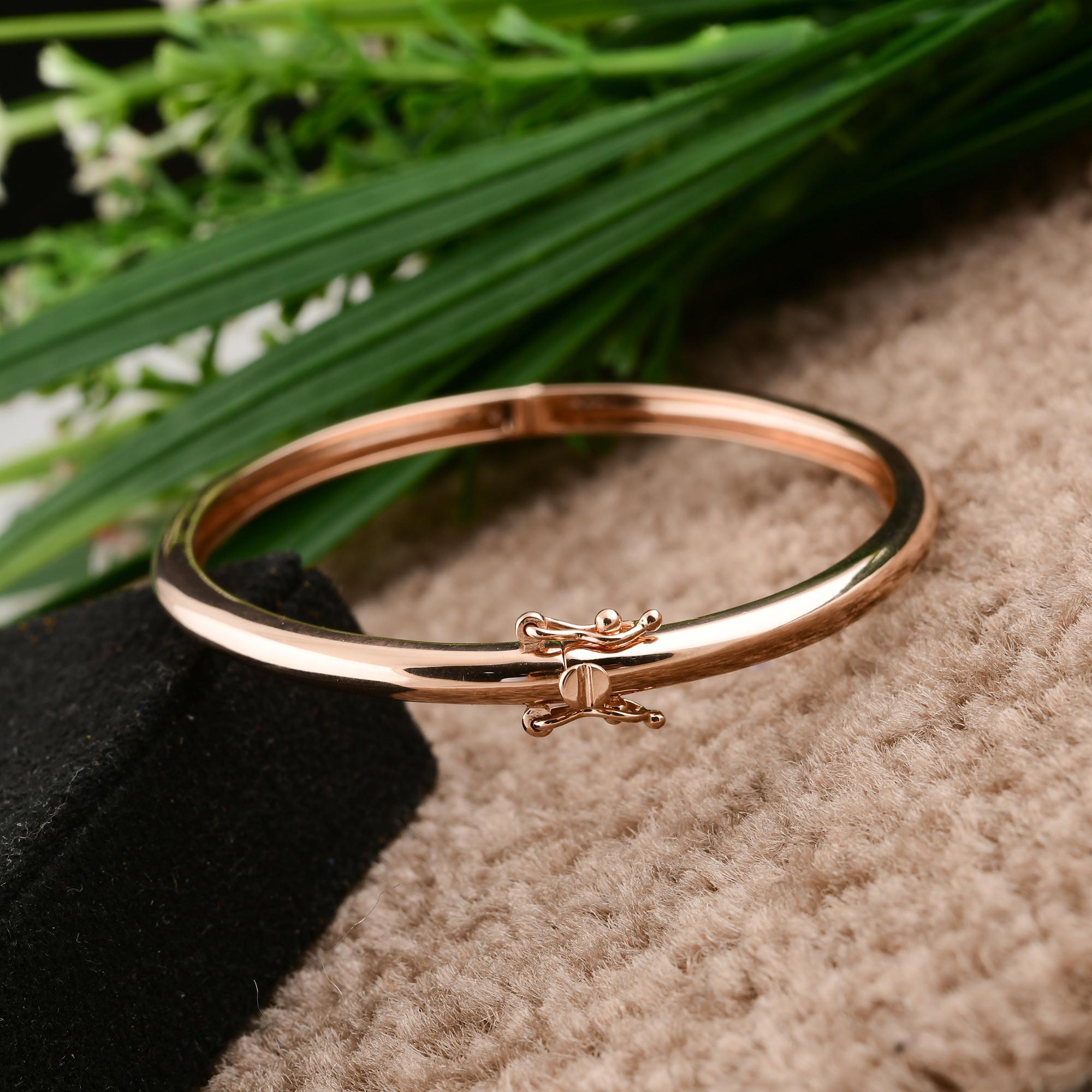 Pulsera brazalete clásica de oro rosa de 14k Regalo minimalista de joyería fina para todos los días en venta 3