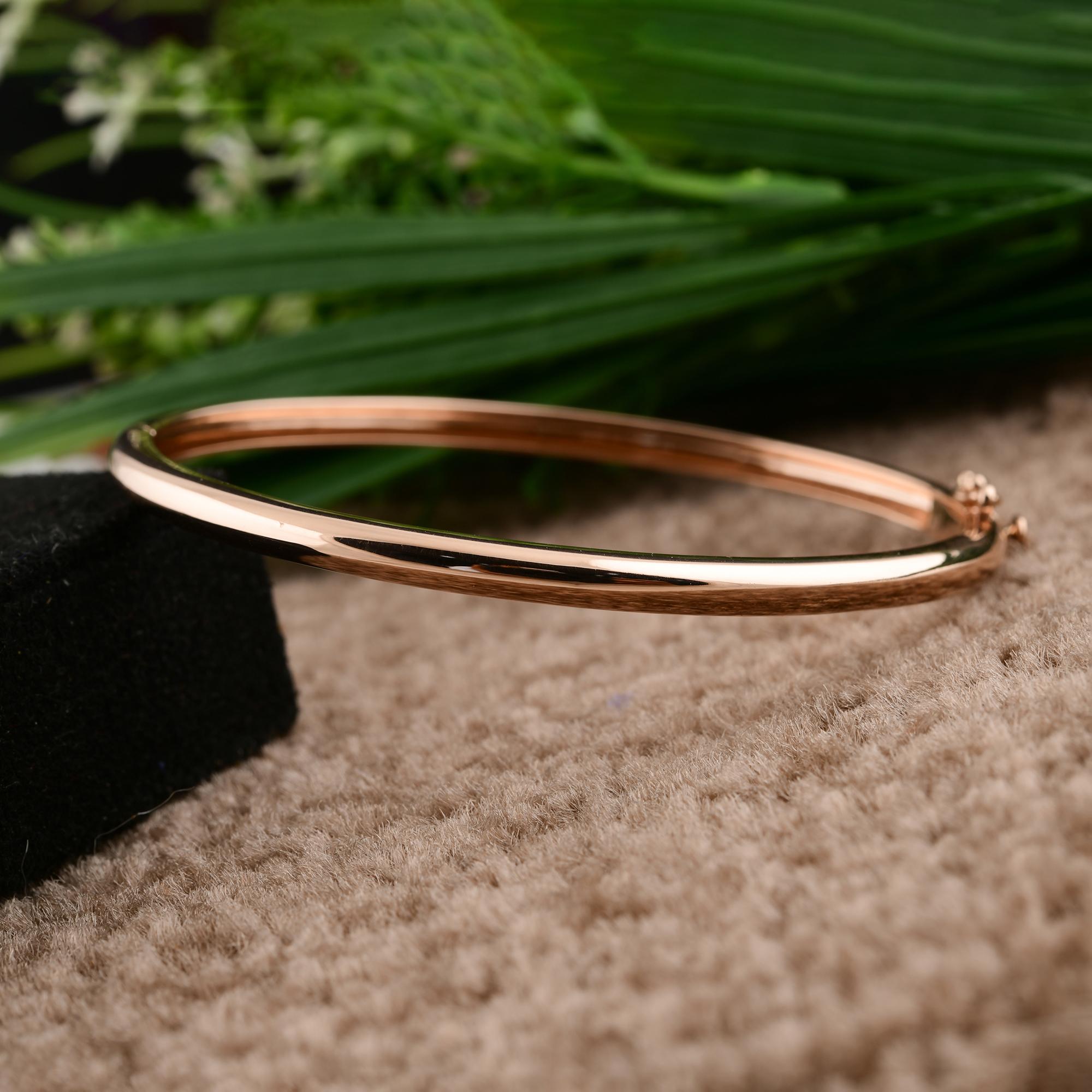Pulsera brazalete clásica de oro rosa de 14k Regalo minimalista de joyería fina para todos los días en venta 4
